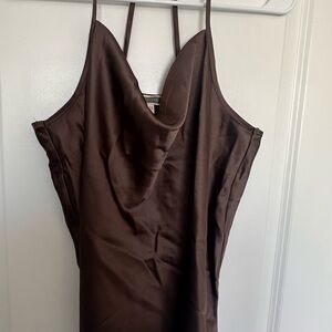 Pleione Chocolate Brown Backless Dress